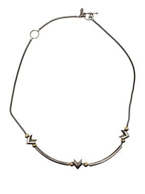 Gina Sterling Silver and 14k Gold Chevron Station Necklace #24725